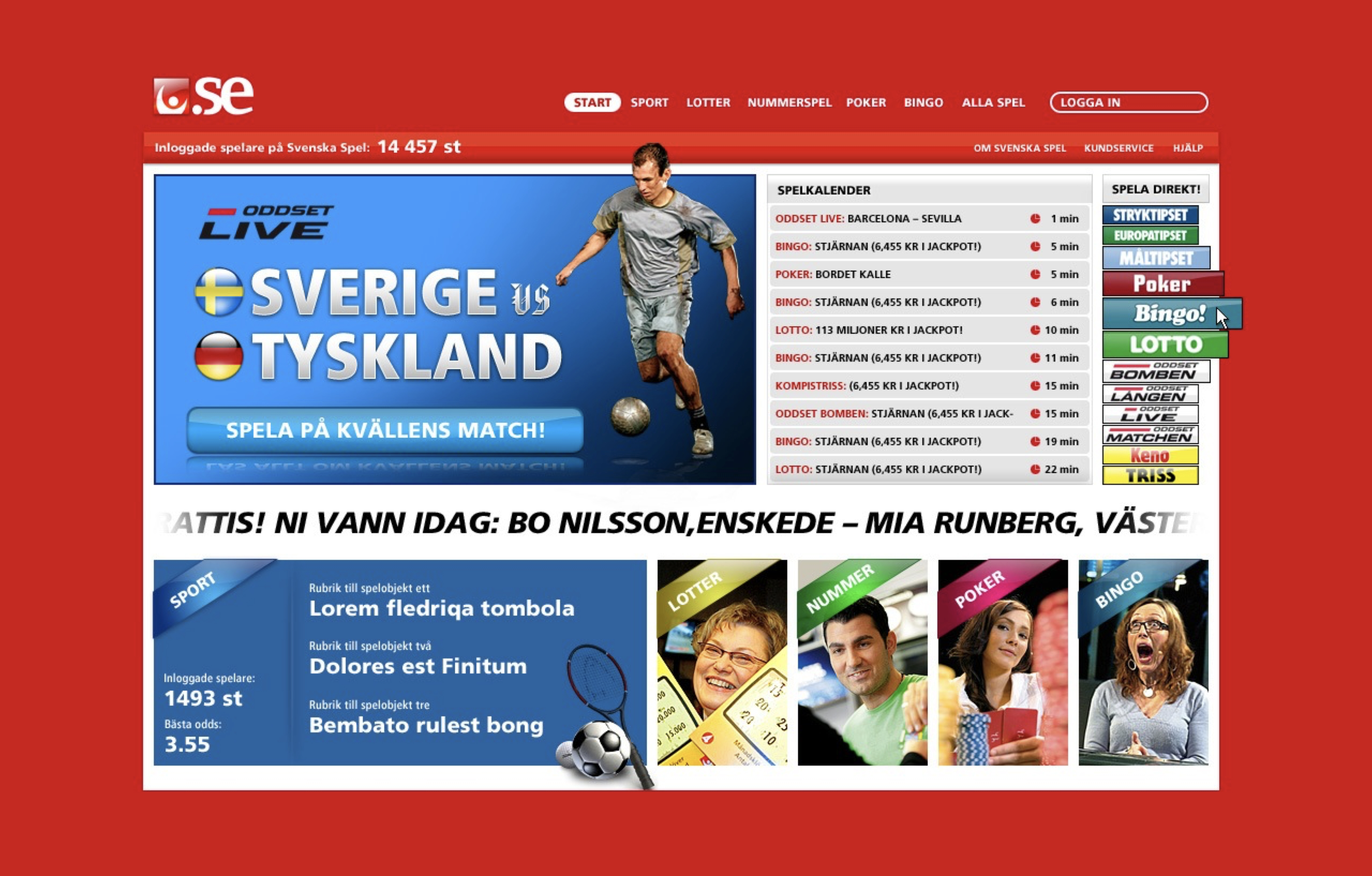 Svenska Spel — homepage
